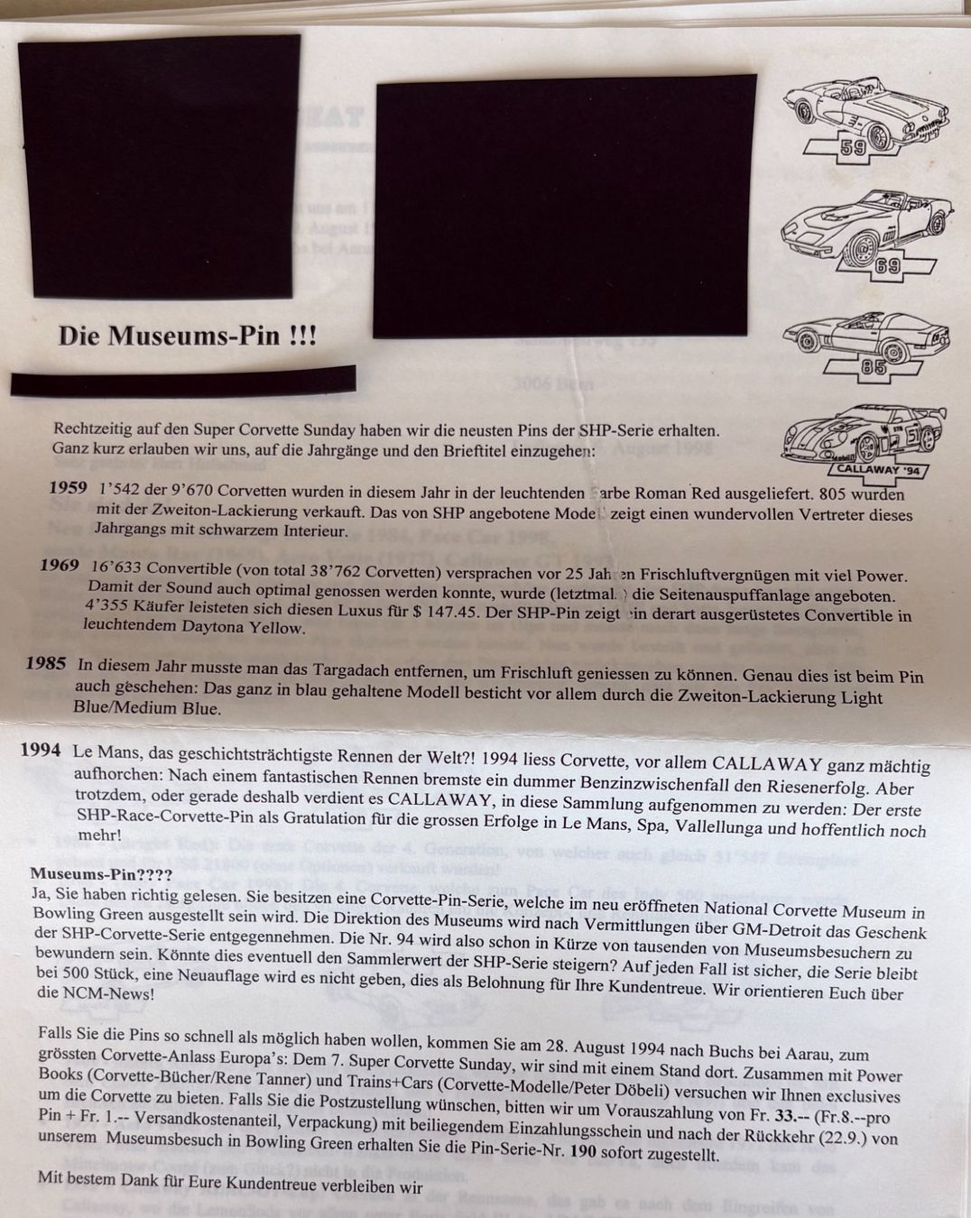 Chevrolet Plaketten & Abzeichen: PIN CORVETTE GESCHICHTE – Gebraucht aus Ostermundigen von Wyatt-Earp 2