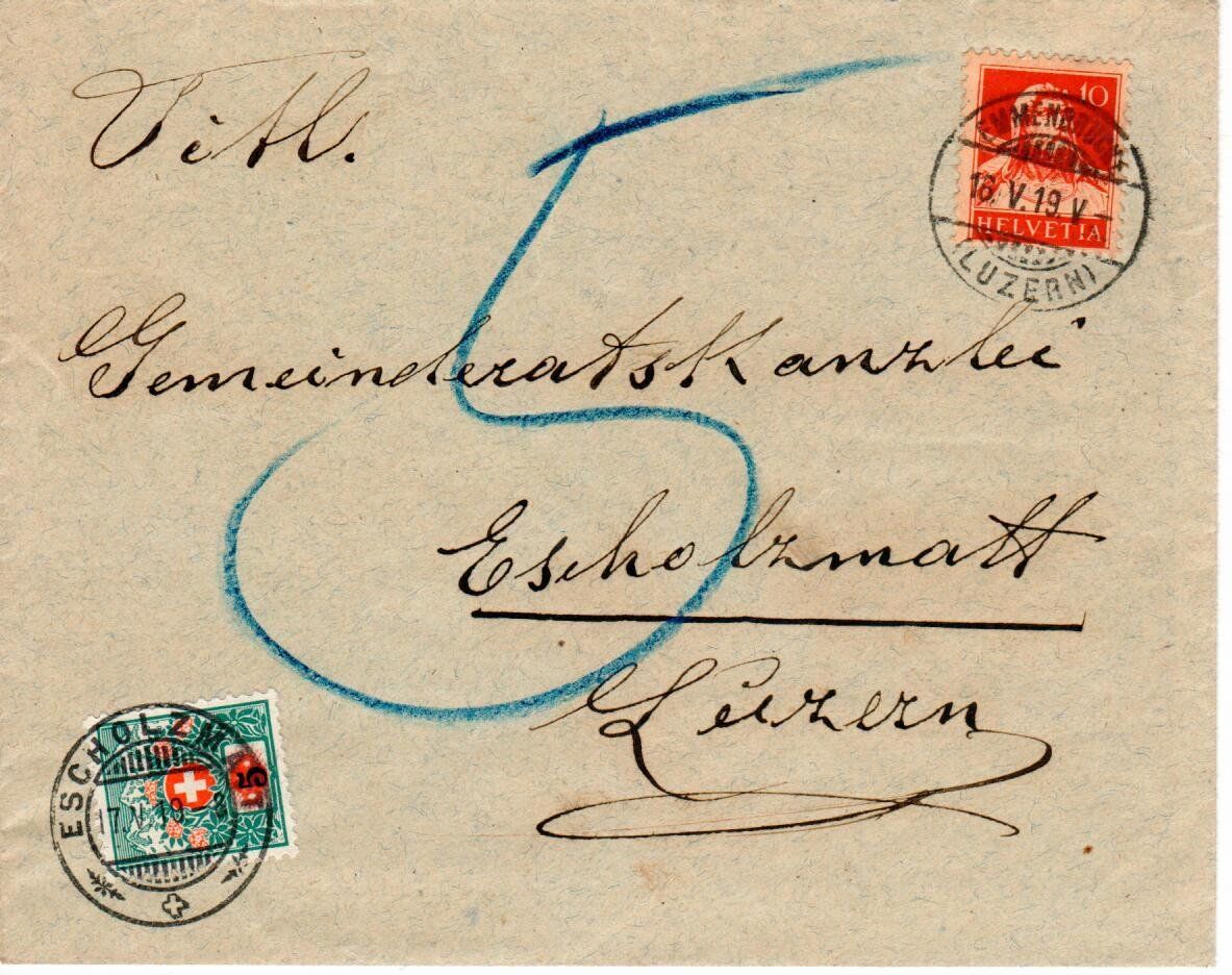 Alle Briefmarken: Brief mit Nachporto – Gebraucht aus Wolhusen von Curver9