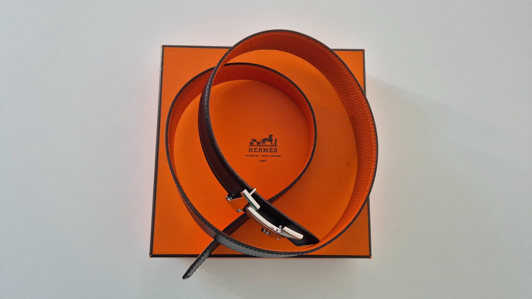 Hermès Gürtel: Ceinture Hermès 90 double orange/noire – Gebraucht aus Genève von pao_8srw 2