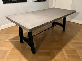 Table à manger design béton & métal 190 x 90 cm