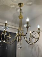 Elegant Gold Chandelier with Crystal Drops - Like New!