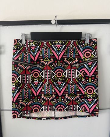 H&M Mini Rock bunt mit Print & Zipper – Gr. M/L