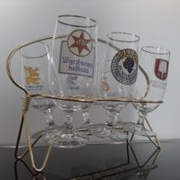 Vintage Design 50er 60er Jahre Brauerei Biergläser im Träger