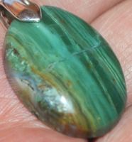Anhänger L-3590 – Grüner Prase Jaspis 27x19mm