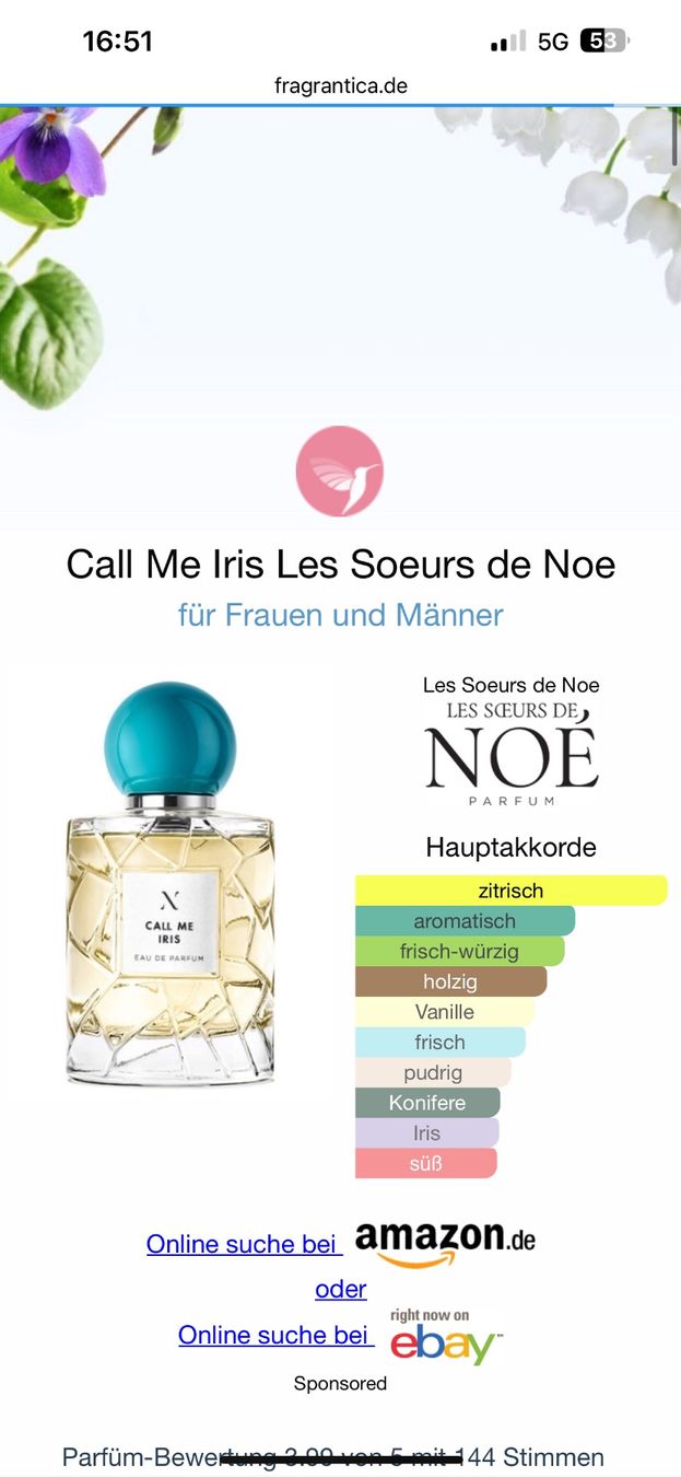 Parfum & Eau de Toilette: Call me Iris, 2 ml – Gebraucht aus Sursee von nst_czk2 1