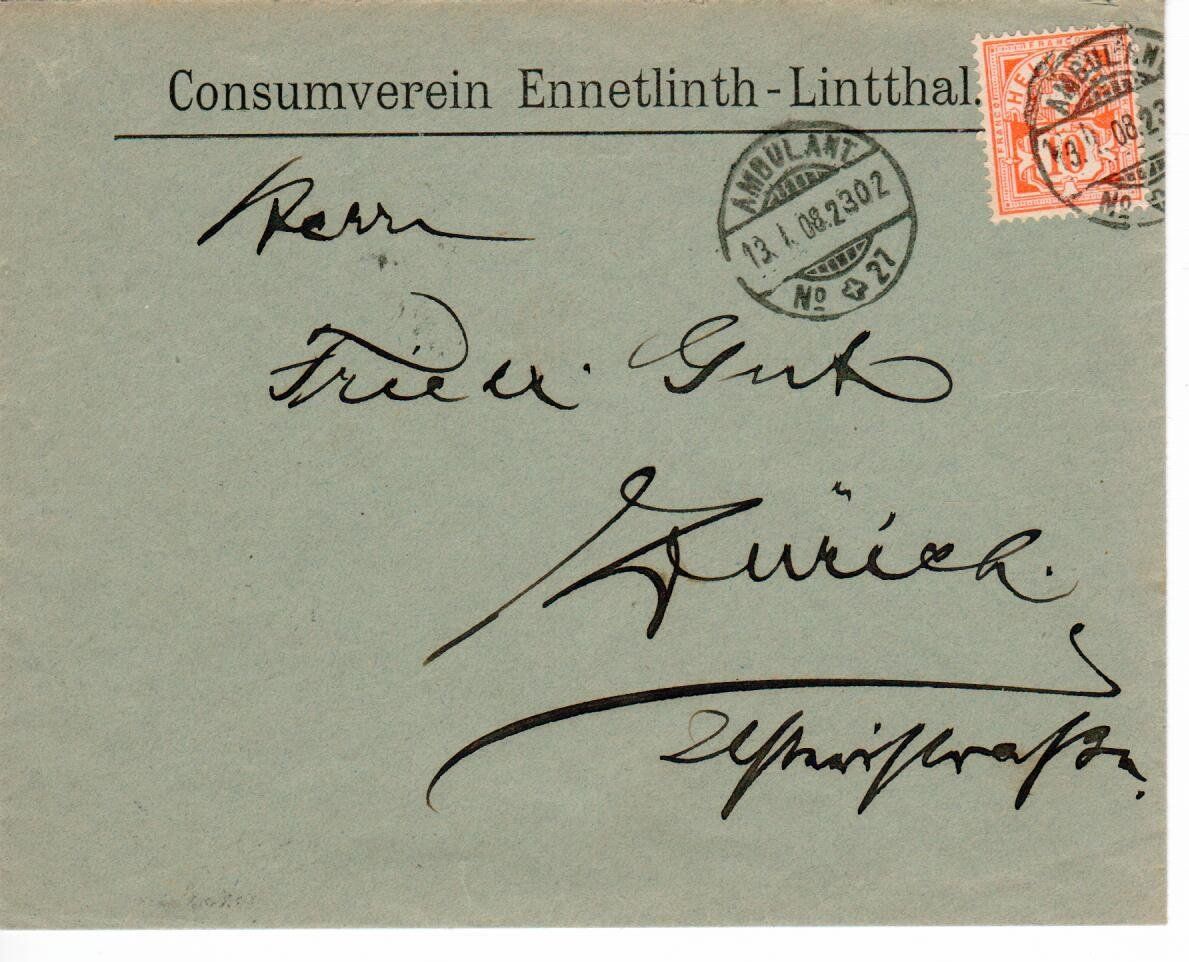 Alle Briefmarken: Bahnpost Ennetlinth - Lintthal – Gebraucht aus Wolhusen von Curver9