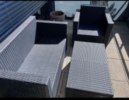 Gartenlounge Set, anthrazit, Rattan von Jet-Line