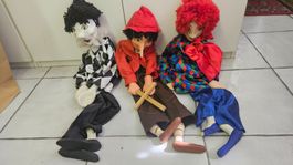 3 fantocci/marionette realizzati artigianalmente