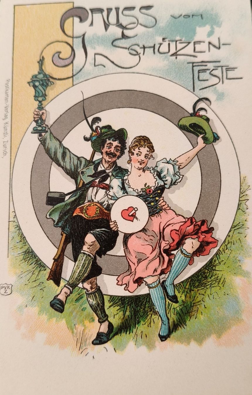 Cartoline postali: 2 AK Scützenfeste ca. 1900 – Usato da Biasca venduto da Elia2002 1