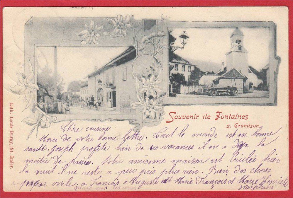 Cartoline postali: FONTAINES SUR GRANDSON 1901 – Usato da Grüningen venduto da Kartenlaube
