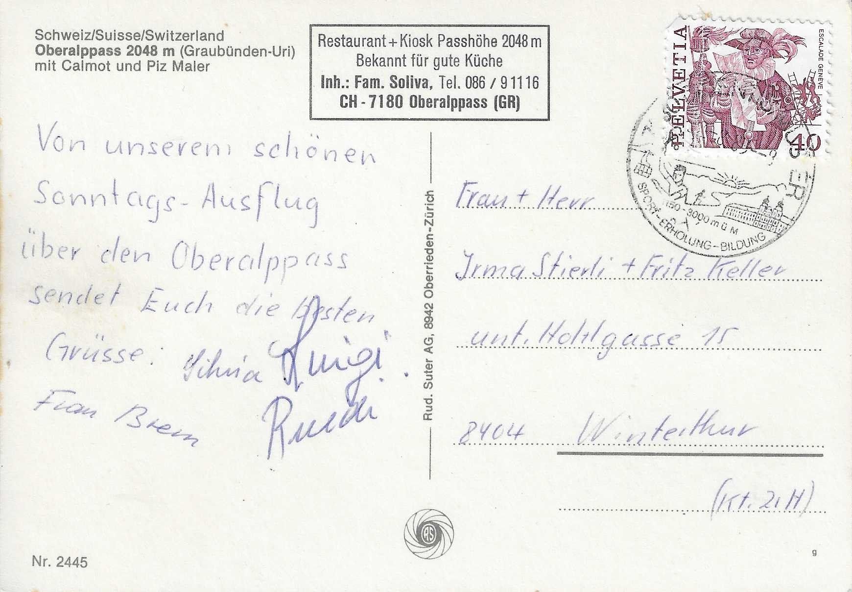 Cartes postales: Oberalppass – D'occasion à Rothrist par Stranglehold 1