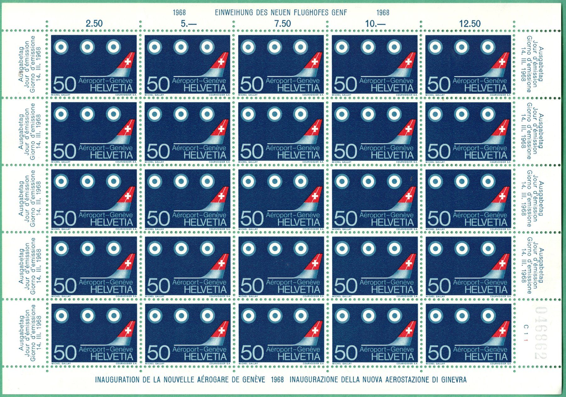 Tous les timbres: Kleinbogen  1968    Airport Genéve    postfrisch – Neuf (Voir description) à Mellingen par Ginger
