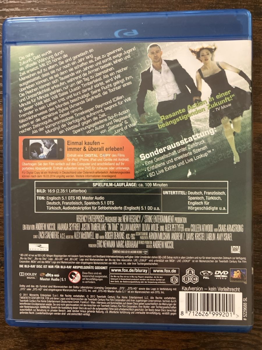 Tutti i DVDs: In Time BluRay – Usato da Glarus venduto da Jhuber78 1