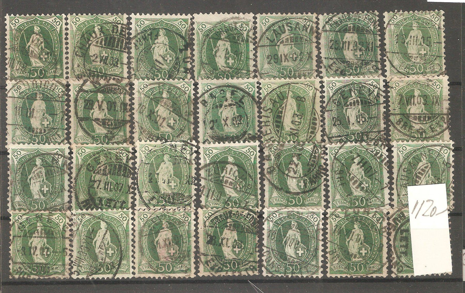 Tutti i francobolli: Stehende Helvetia 21x50 ct. – Usato da Lausanne venduto da Whorvath