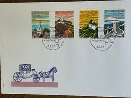 FDC 200 Jahre Tourismus Schweiz: Ausgabetag 1987 ZNr.753-756