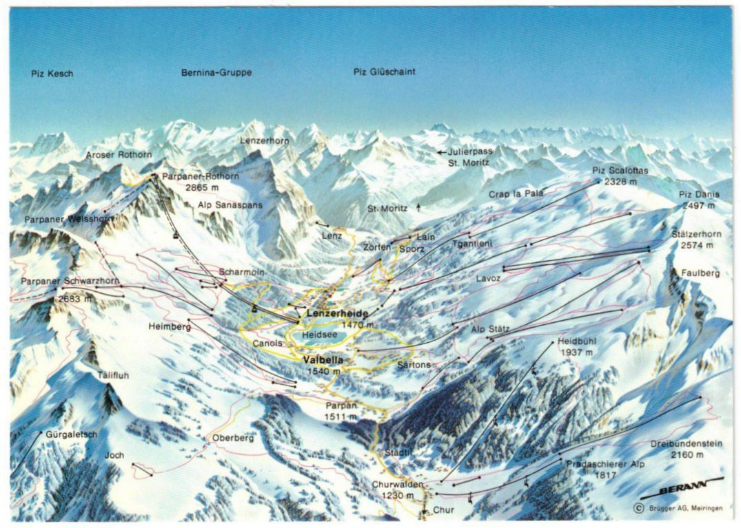 Cartoline postali: Lenzerheide - Pistenplan – Usato da Binningen venduto da Mountainrider