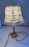 Vintage Tischlampe Messing mit Stoffschirm – ca. 30 cm