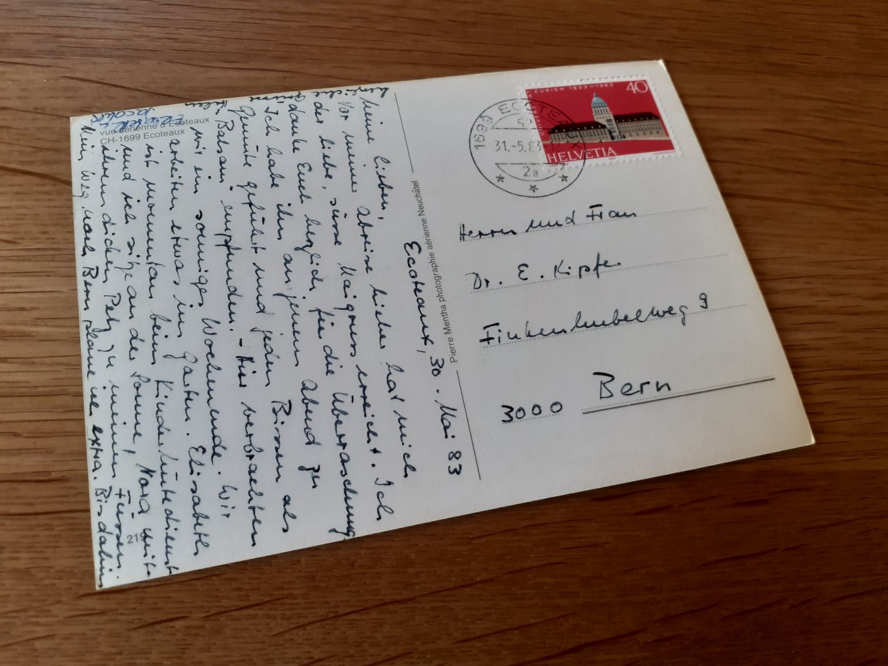 Cartoline postali: ECOTEAUX - VUE AERIENNE - 1983 – Usato da Winterthur venduto da Ornyx7 1