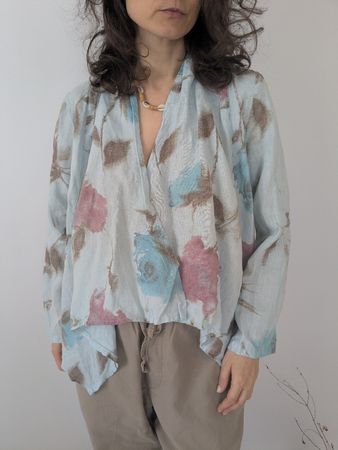 Leichtes Leinen Jäckchen one size - Sommerblumen 