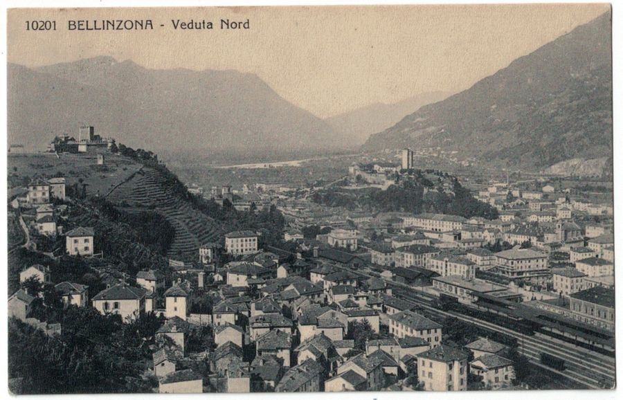Ansichtskarten: Bellinzona, Veduta Nord, circolata 1926 – Gebraucht aus Frauenfeld von POML