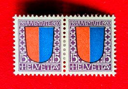 PRO JUVENTUTE 17 KANTONS-WAPPEN TESSIN TICINO PAAR 1920*.