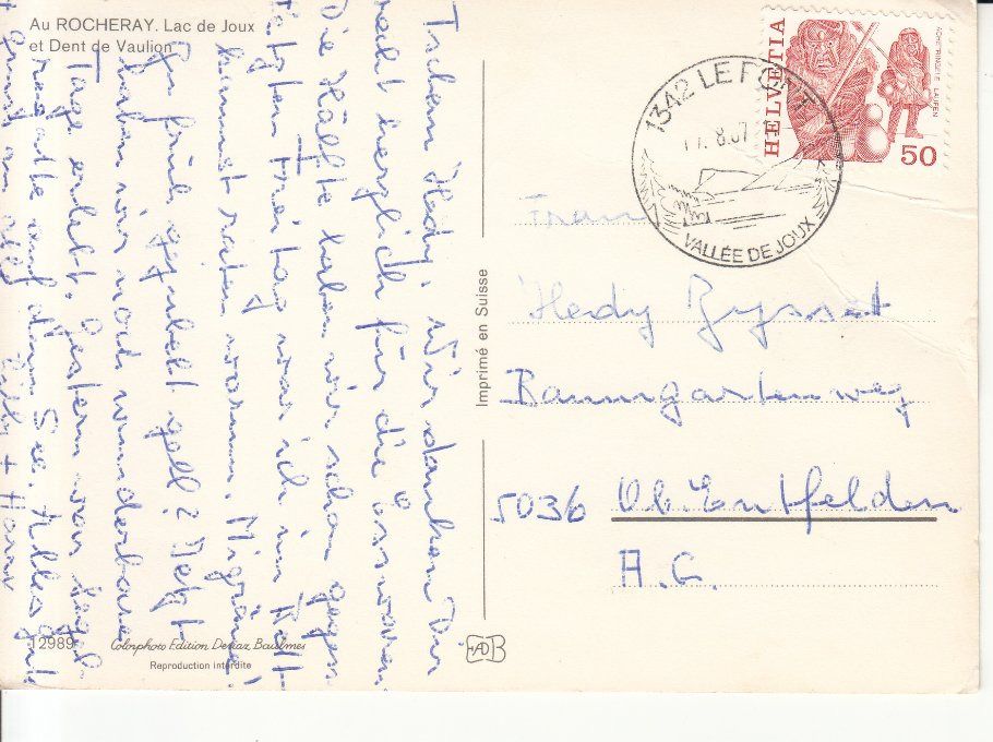Cartoline postali: Rocheray 1987 – Usato da Bürglen TG venduto da StampGraf 1