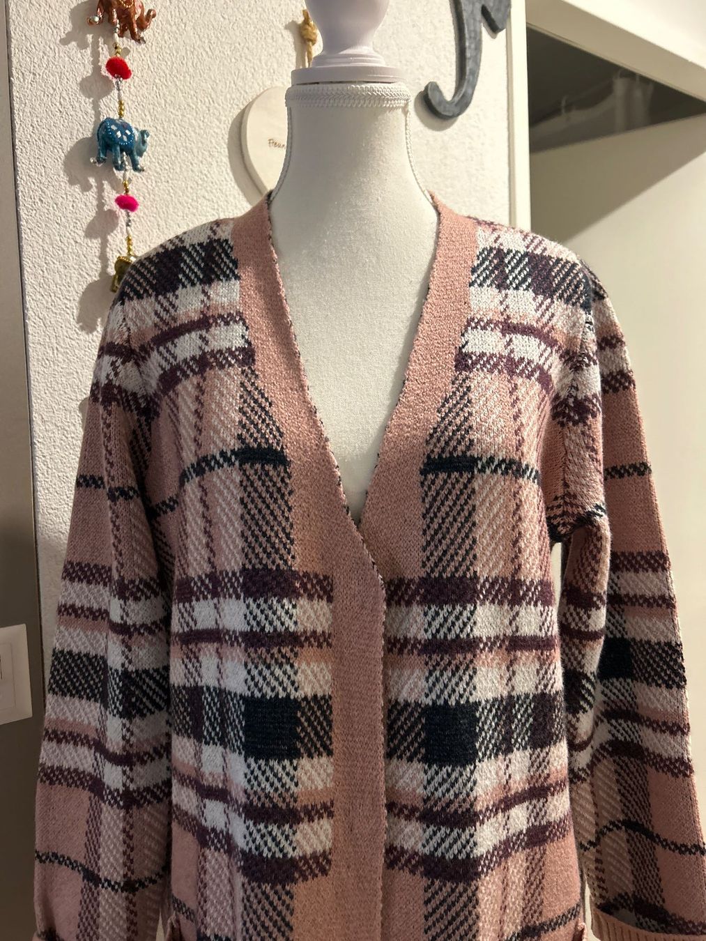 Giacche: Lange Strickjacke im Karomuster von Multiblu G. 40 – Nuovo (secondo la descrizione) da Brunnen venduto da Nala2929 4