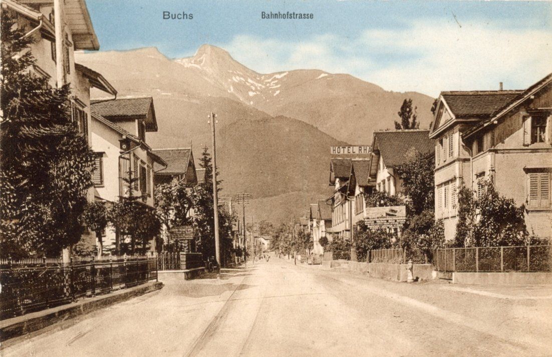 Cartoline postali: Buchs  SG    mit Bahnhofstrasse     um 1912 – Usato da Brig venduto da Valcards54