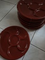 Fondue Plates Red Set of 8 Good Condition