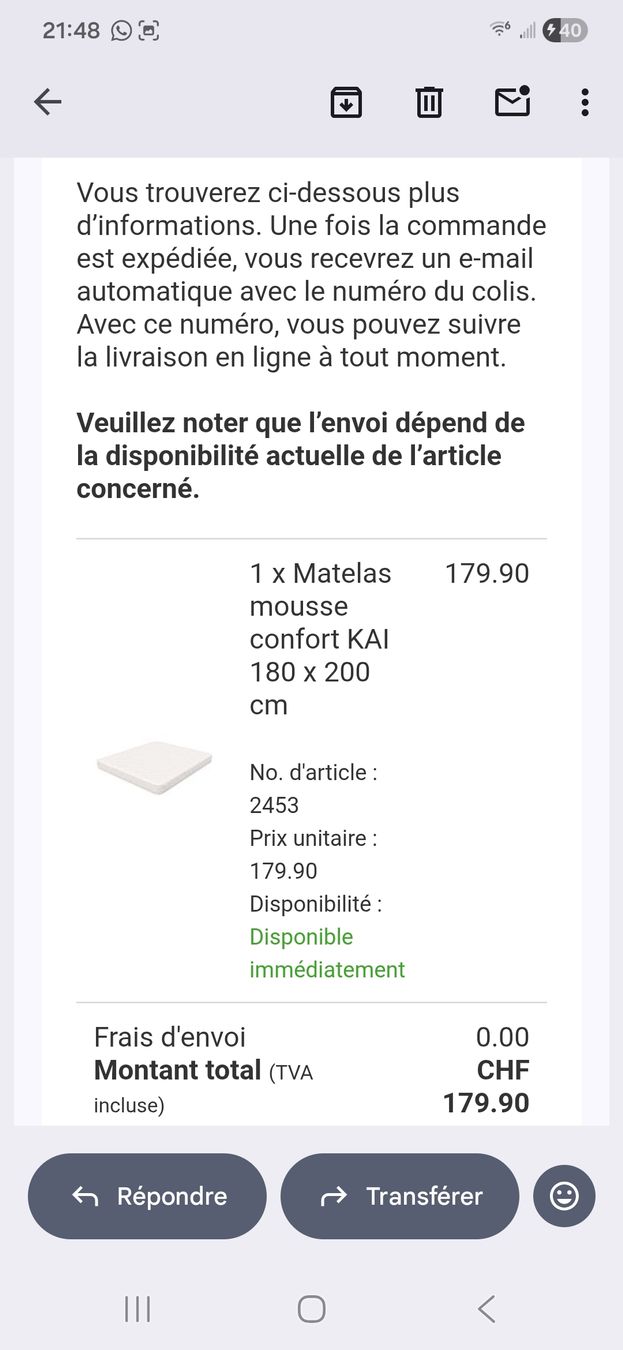 Materassi: Matelas – Nuovo e nell'imballaggio originale da Courgenay venduto da sch_6kn5