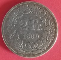 2 Franken, 1860, sehr schöne Erhaltung,