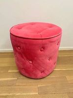 Runder Samt-Sitzhocker (pink), sehr guter Zustand