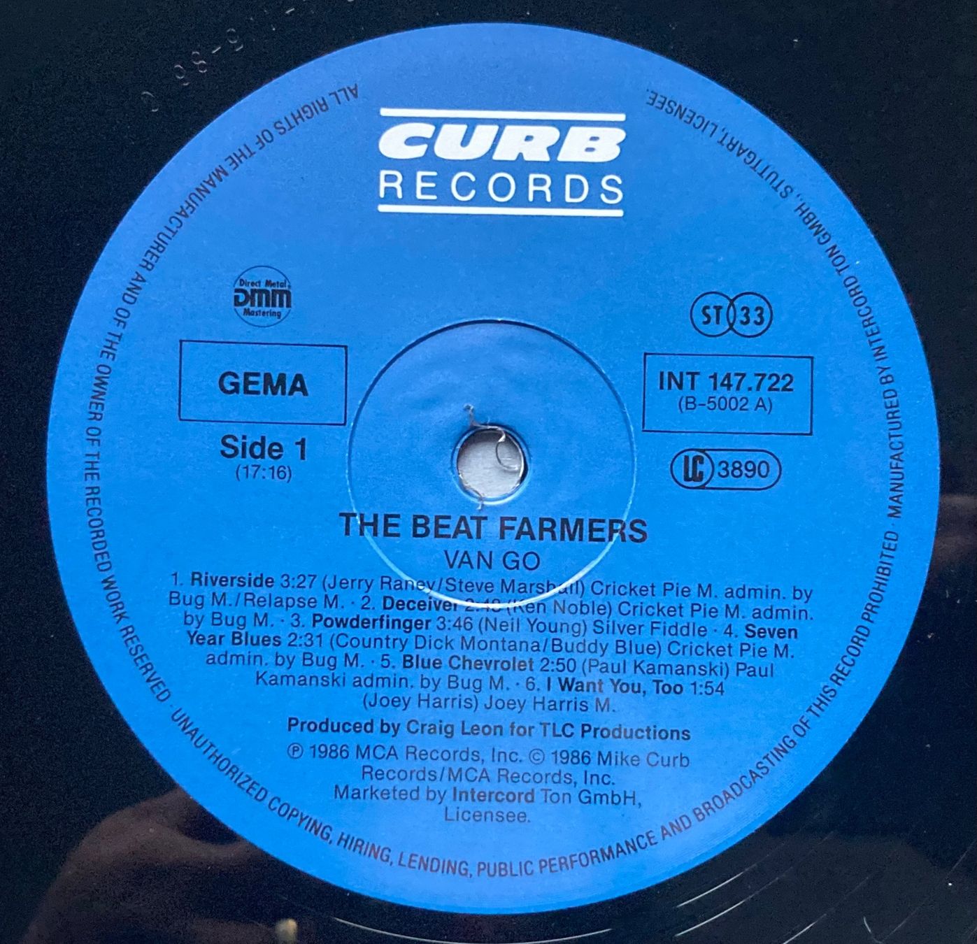 Schallplatten: THE BEAT FARMERS - VAN GO – Gebraucht aus Poliez-Pittet von Newtown-Records 3