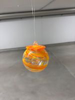 Feng Shui Glaskugel Orange Gelb mit Kristall zum Aufhängen