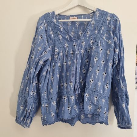 Blaue Baumwollbluse S-M
