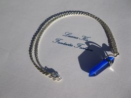 Kette mit Katzenauge Anhänger blau *NEU*