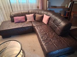 Ecksofa Leder braun mit Kissen gebrauchter Zustand