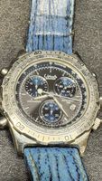 Uschuaia Beuchat blaues Zifferblatt & Lederband, Chronograph