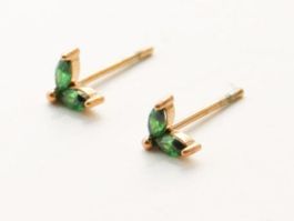 Ohrstecker mit grünen Zirkonia, vergoldet