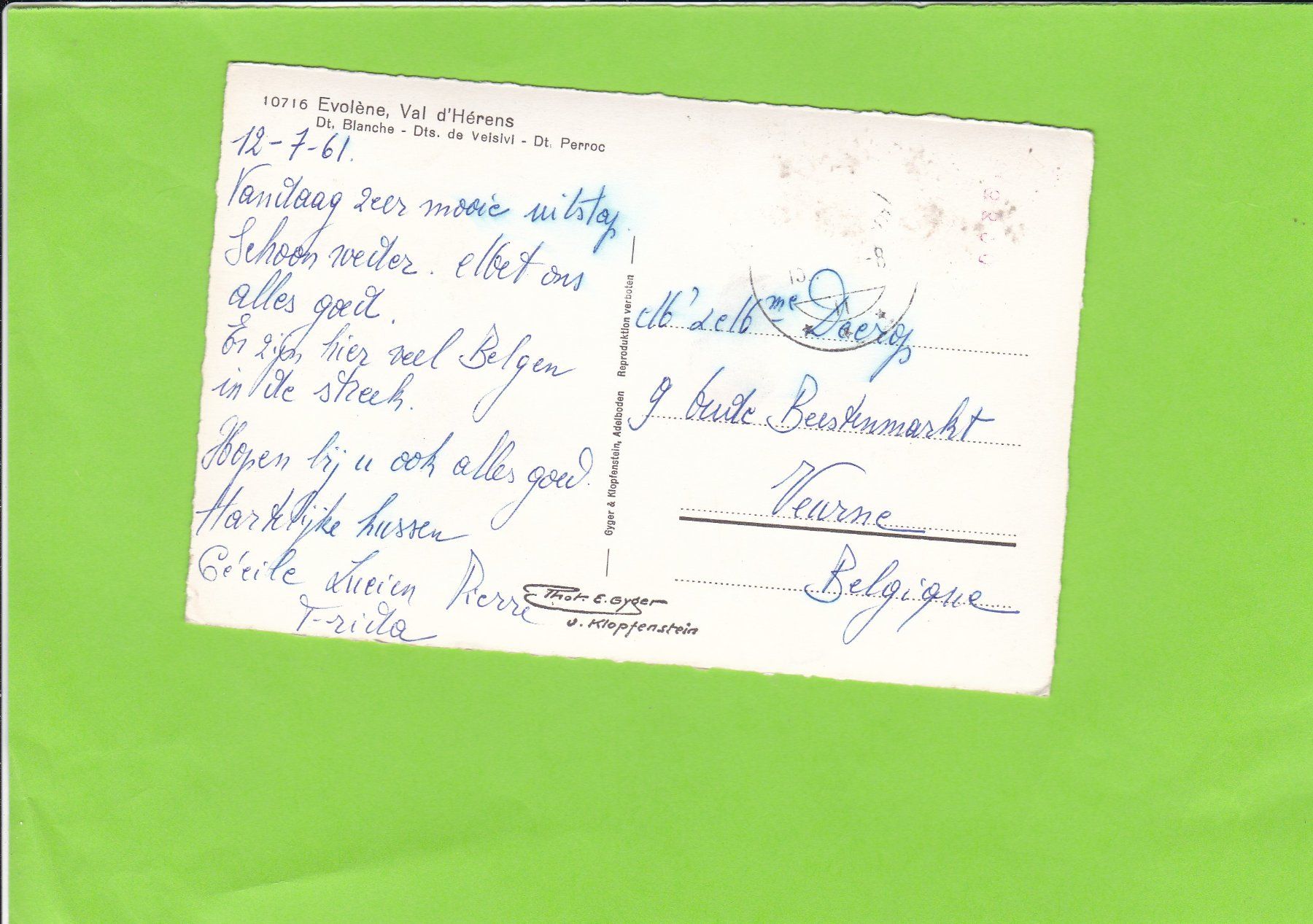 Cartoline postali: 10716 Evolène, Val d'Hérens – Usato da St. Peterzell venduto da neckertal 1