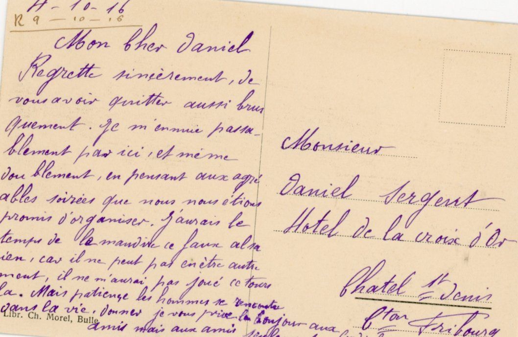 Cartoline postali: Charmey   FR   -    Dorfansicht       um 1916 – Usato da Brig venduto da Valcards54 1