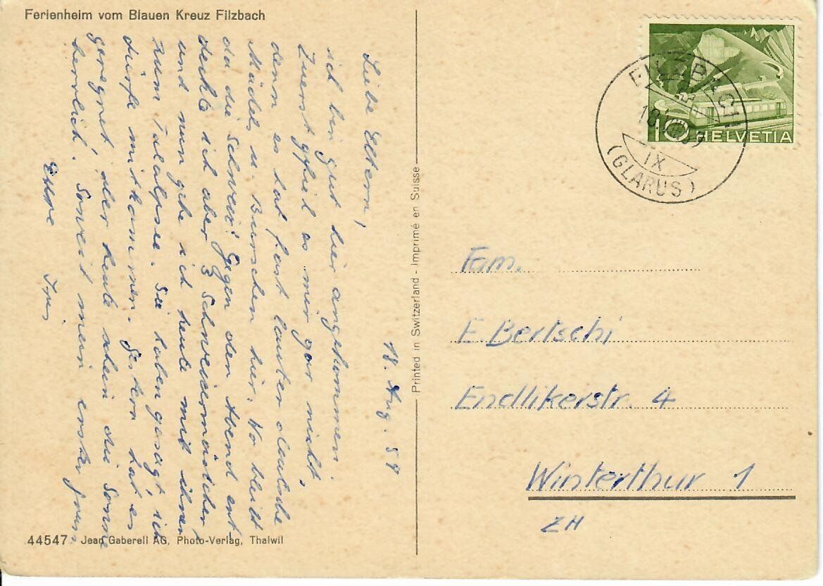 Cartes postales: Ferienheim - Filzbach – D'occasion à Hochdorf par Ziegel-16 1