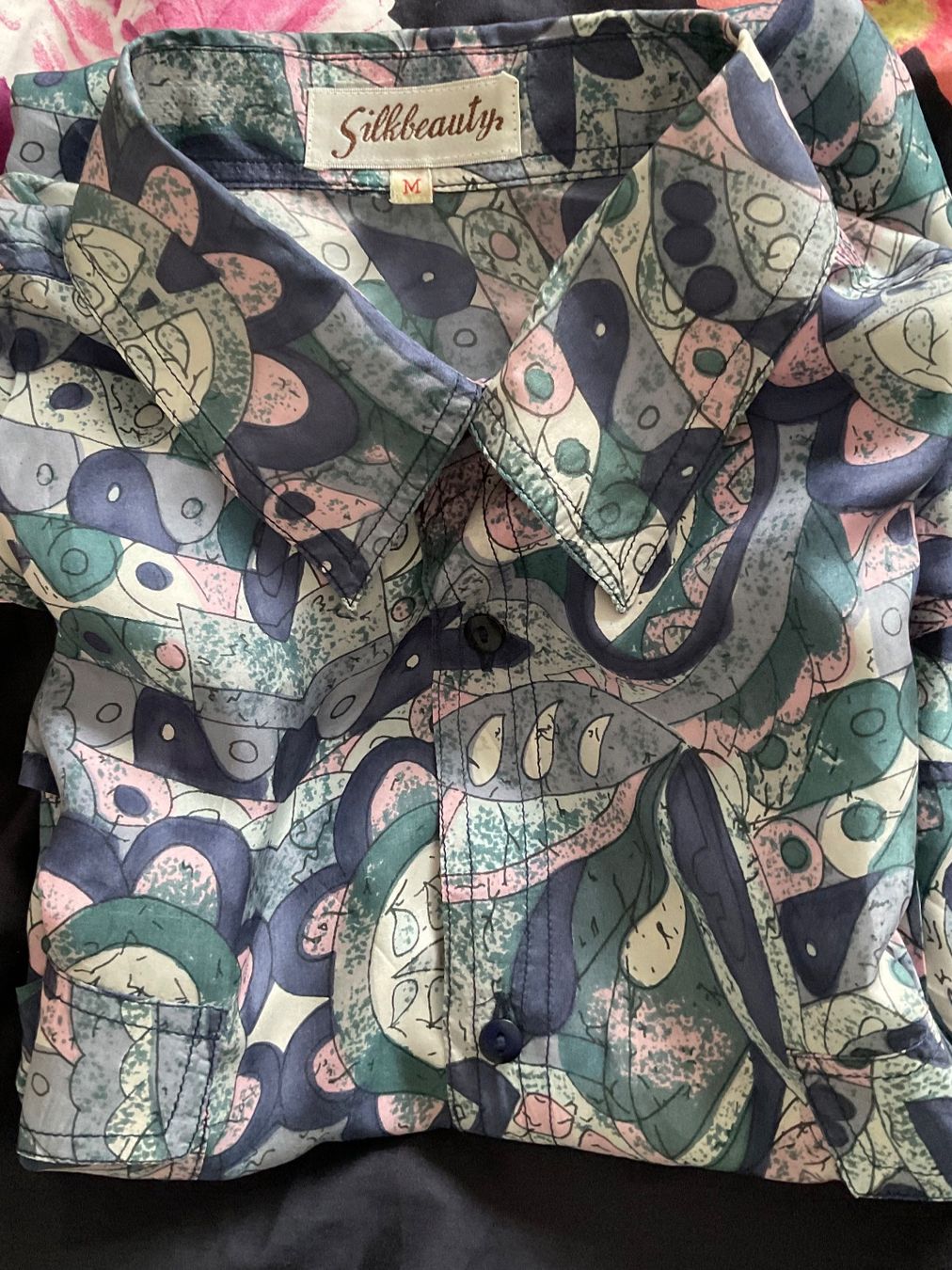 Camicie: Silkbeauty 100% Seiden Hemd Gr M Blautöne – Usato da Urdorf venduto da alda02 8