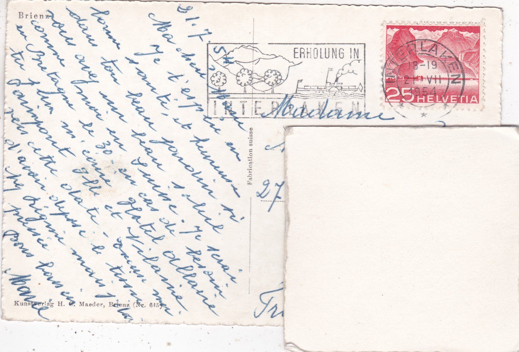 Cartoline postali: Brienz mit Bahn 1954 – Usato da Herisau venduto da Lisegrat2008 1