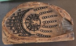 Druckstock Holz zweiseitig mit Sun/Moon und Blumen Motiv