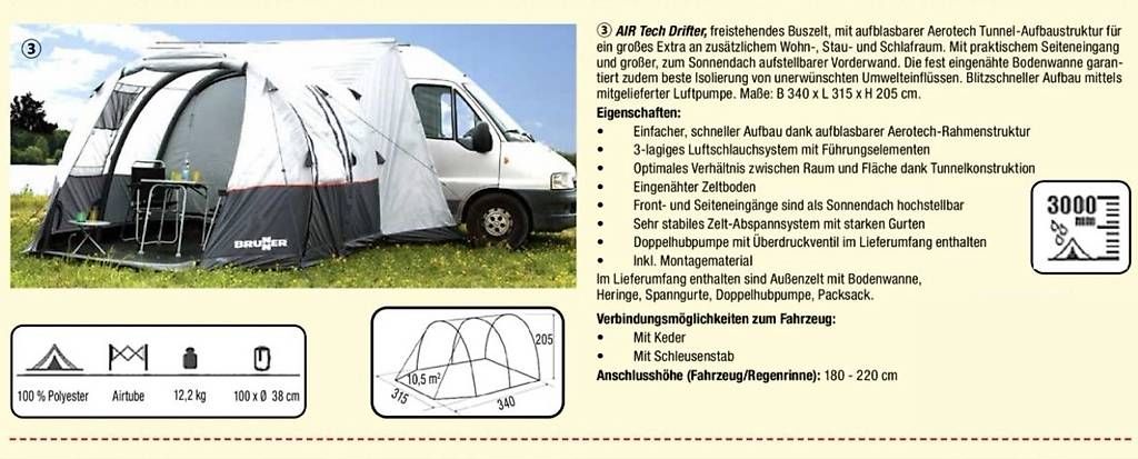 Verande & Tende da sole: Brunner A.I.R  Buszelt Tech Drifter – Usato da Täuffelen venduto da happymusic 2