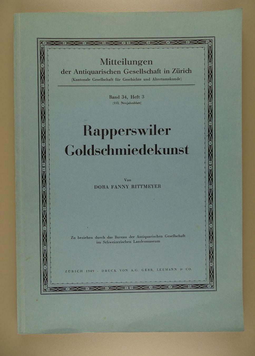 Bücher: RAPPERSWILER GOLDSCHMIEDEKUNST – Gebraucht aus Grüningen von Kartensammler 1