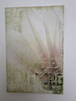 Leinwandbild mit Blumenmotiv und Schrift guter Zustand