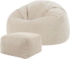 Sitzsack Cord mit Hocker und Füllung Beige
