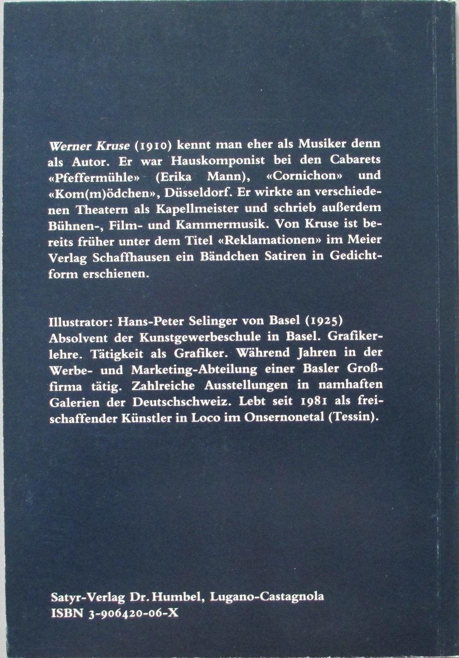 Libri: Werner Kruse: Satiren – Nuovo e nell'imballaggio originale da Gränichen venduto da Teufenthaler 1